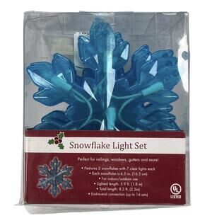 Snowflake Light Set 5ct Blue Clear Bulb Indoor/Outdoor Holiday String Lights